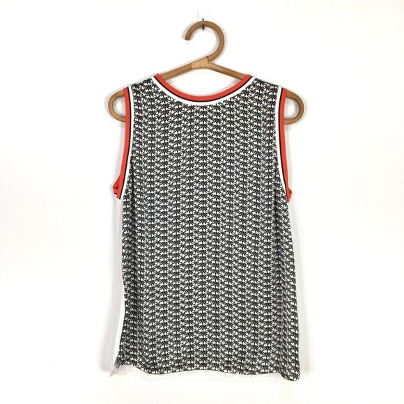 Caractere Black white red geometric lotus flower print tank top Size Small - Picture 1 of 7